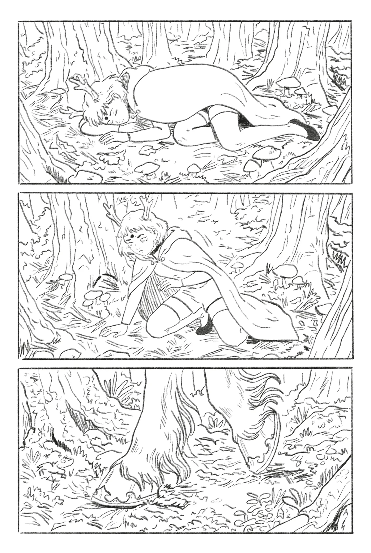 Page 11. Embe falls and the stag runs on.